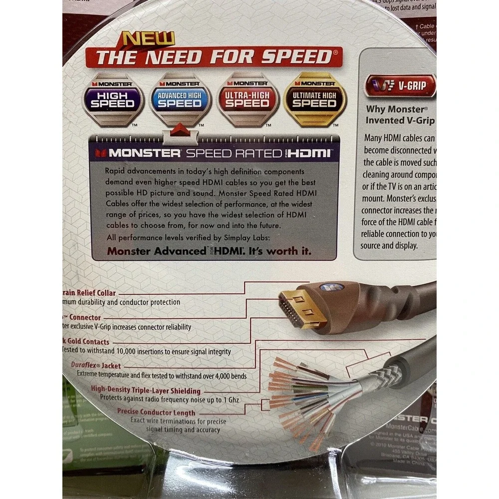 Monster HDMI Cable 700hd 4m Gray 13ft Video & Audio New In Package HD TV